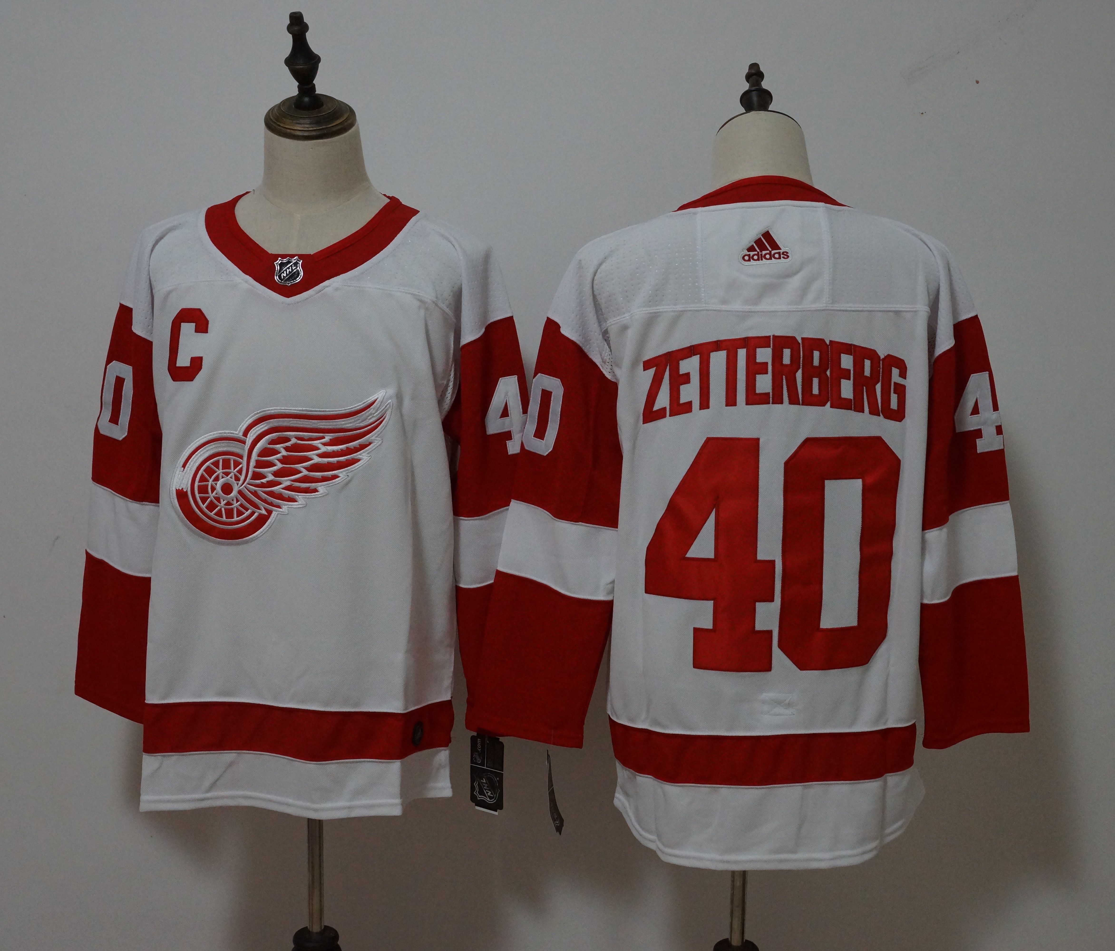 Men Detroit Red Wings #40 Henrik Zetterberg White Hockey Stitched Adidas NHL Jerseys